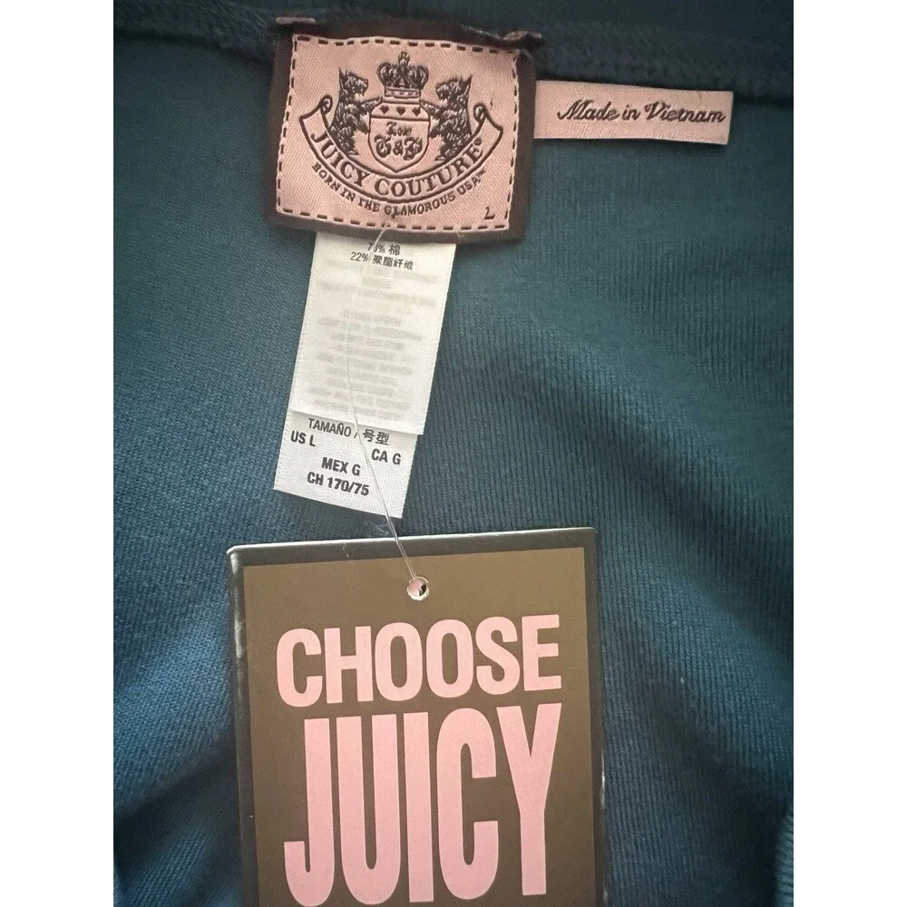 Juicy Couture Sweatpants Womens L Velour Drawstring Track Pants 2000s Bling New